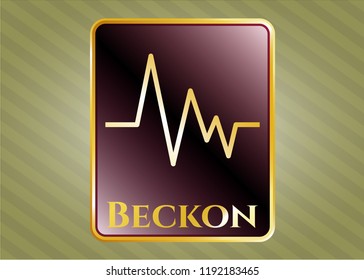  Shiny badge with electrocardiogram icon and Beckon text inside