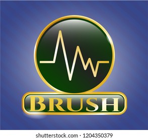  Shiny badge with electrocardiogram icon and Brush text inside