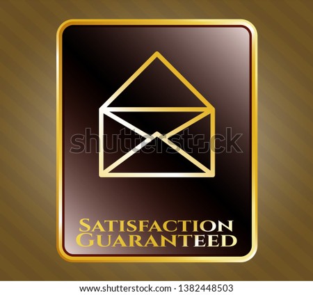  Shiny badge with envelope icon and Satisfaction Guaranteed text inside