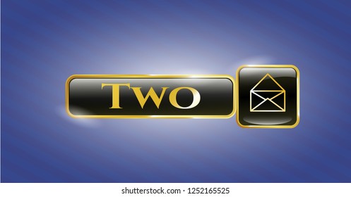  Shiny badge with envelope icon and Two text inside
