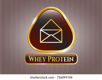  Shiny badge with envelope icon and Whey Protein text inside