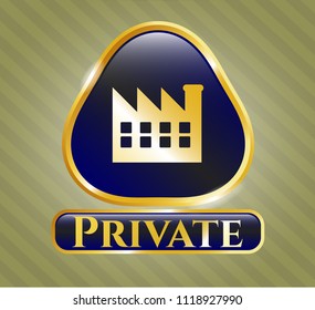  Shiny badge with factory icon and Private text inside