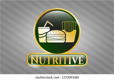  Shiny badge with fast food icon and Nutritive text inside