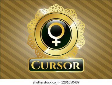  Shiny badge with female icon and Cursor text inside