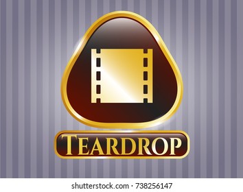  Shiny badge with film icon and Teardrop text inside