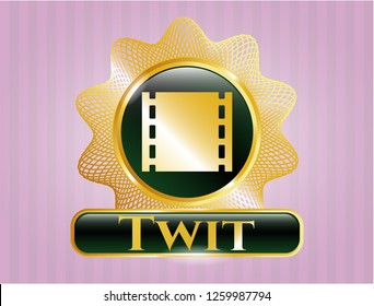  Shiny badge with film icon and Twit text inside