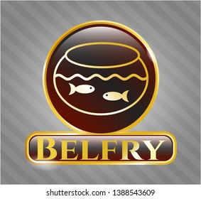  Shiny badge with fishbowl with fish icon and Belfry text inside