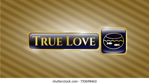  Shiny badge with fishbowl with fish icon and True Love text inside