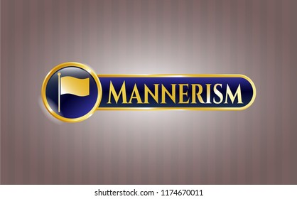  Shiny badge with flag icon and Mannerism text inside