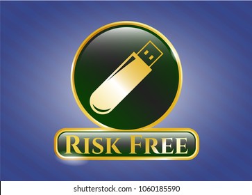  Shiny badge with flash drive icon and Risk Free text inside