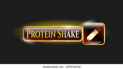   Shiny badge with flash drive icon and Protein Shake text inside