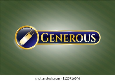 Shiny badge with flash drive icon and Generous text inside