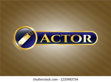  Shiny badge with flash drive icon and Actor text inside