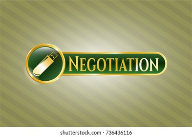  Shiny badge with flash drive icon and Negotiation text inside