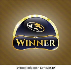  Shiny badge with flat earth icon and Winner text inside