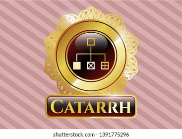  Shiny badge with flowchart icon and Catarrh text inside