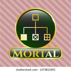  Shiny badge with flowchart icon and Mortal text inside