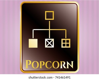  Shiny badge with flowchart icon and Popcorn text inside