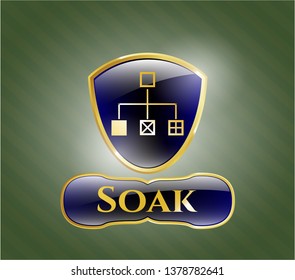  Shiny badge with flowchart icon and Soak text inside