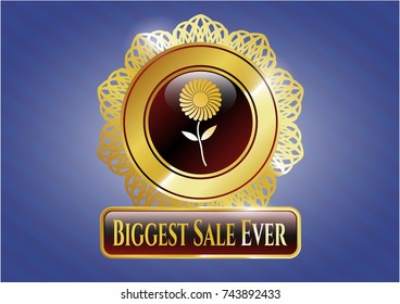  Shiny badge with flower icon and Biggest Sale Ever text inside