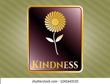  Shiny badge with flower icon and Kindness text inside