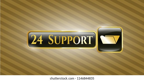  Shiny badge with folder icon and 24 Support text inside