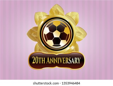  Shiny badge with football ball icon and 20th Anniversary text inside