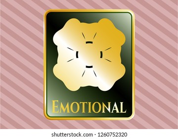  Shiny badge with four leaf clover icon and Emotional text inside