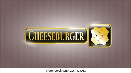  Shiny badge with four leaf clover icon and Cheeseburger text inside