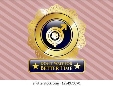  Shiny badge with gender dysphoria icon and Don't Wait for Better Time text inside