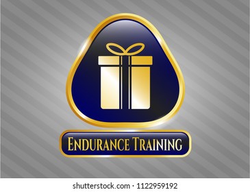  Shiny badge with gift box icon and Endurance Training text inside