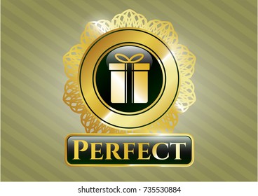 Shiny badge with gift box icon and Perfect text inside