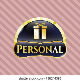  Shiny badge with gift box icon and Personal text inside