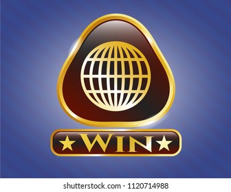  Shiny badge with globe, website icon and Win text inside