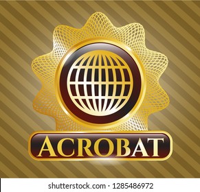  Shiny badge with globe, website icon and Acrobat text inside