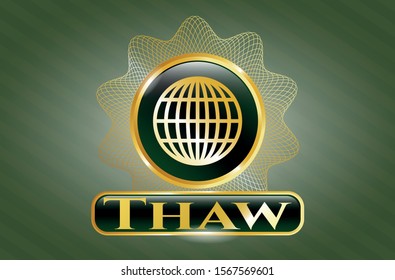  Shiny badge with globe, website icon and Thaw text inside