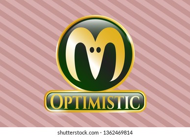  Shiny badge with goat head icon and Optimistic text inside