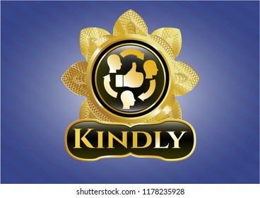  Shiny badge with good customer feedback icon and Kindly text inside