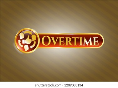  Shiny badge with good customer feedback icon and Overtime text inside