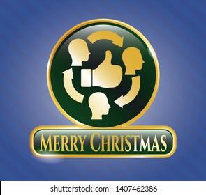  Shiny badge with good customer feedback icon and Merry Christmas text inside