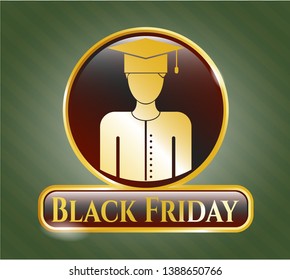  Shiny badge with graduated icon and Black Friday text inside