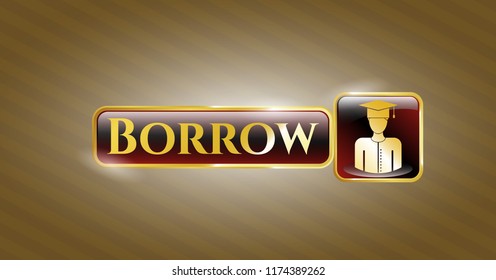  Shiny badge with graduated icon and Borrow text inside