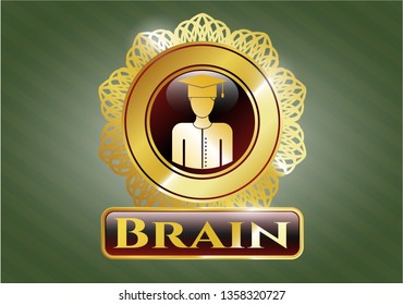  Shiny badge with graduated icon and Brain text inside