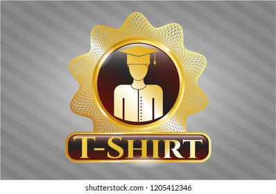  Shiny badge with graduated icon and T-Shirt text inside