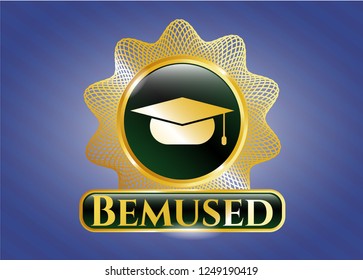  Shiny badge with graduation cap icon and Bemused text inside