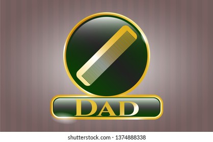  Shiny badge with hair comb icon and Dad text inside