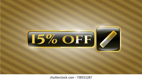  Shiny badge with hair comb icon and 15% off text inside