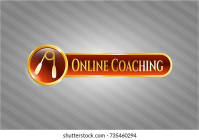  Shiny badge with hand gripper icon and Online Coaching text inside