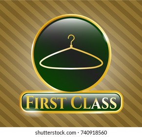  Shiny badge with hanger icon and First Class text inside
