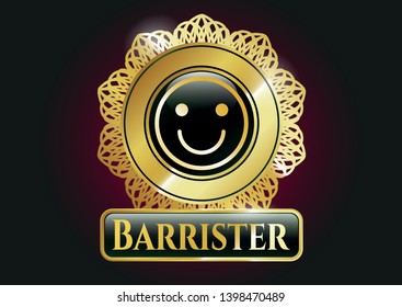  Shiny badge with happy face icon and Barrister text inside